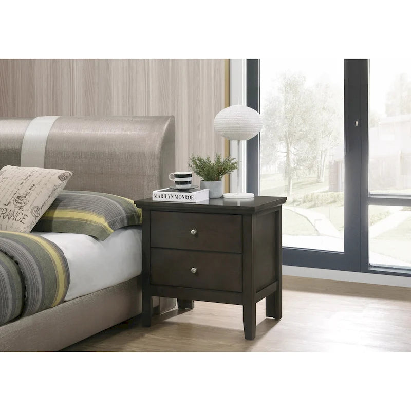2-Drawer Transitional Nightstand with Colorful Finish and Storage
