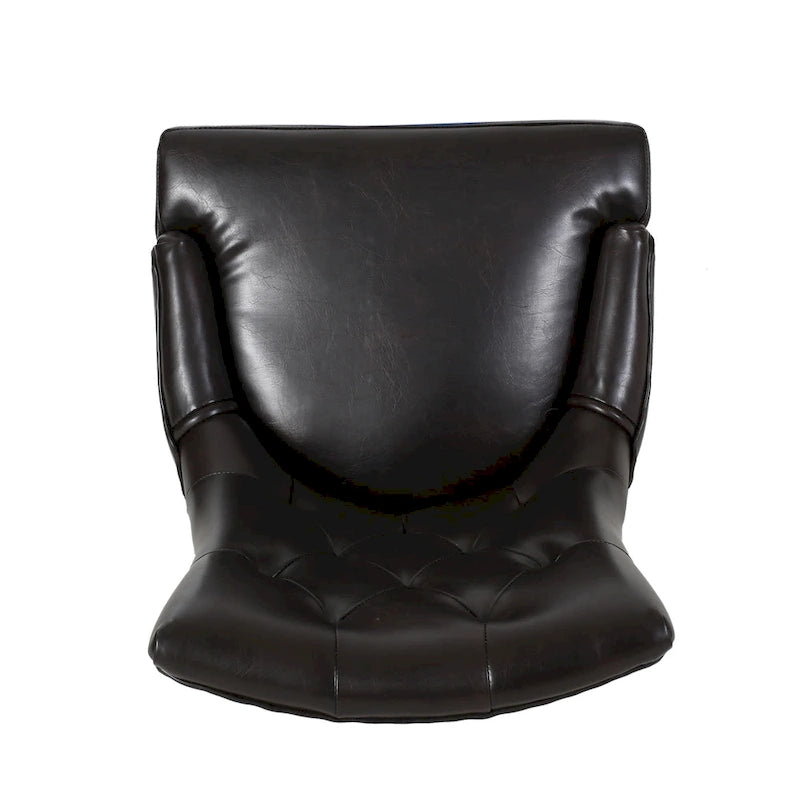 Contemporary Tufted Bonded Leather Dining Chair with Sloped Arms Brown