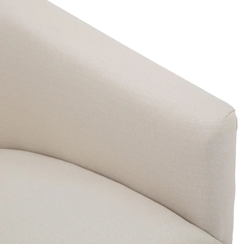 Skirted Fabric Swivel Accent Chair Linen Sky Blue Barrel Back