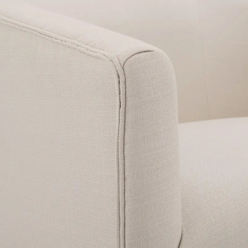 Skirted Fabric Swivel Accent Chair Linen Sky Blue Barrel Back