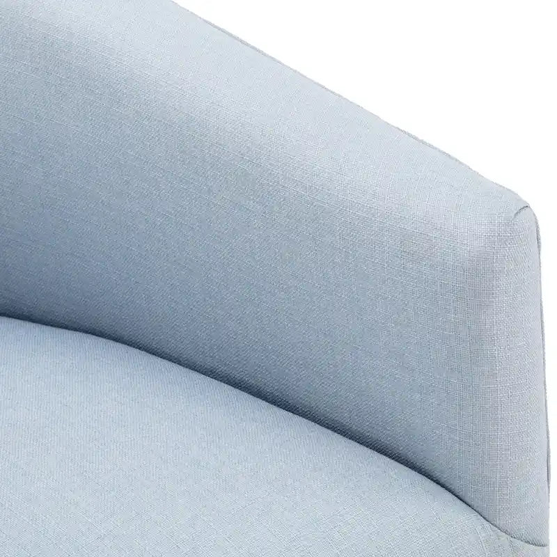Skirted Fabric Swivel Accent Chair Linen Sky Blue Barrel Back