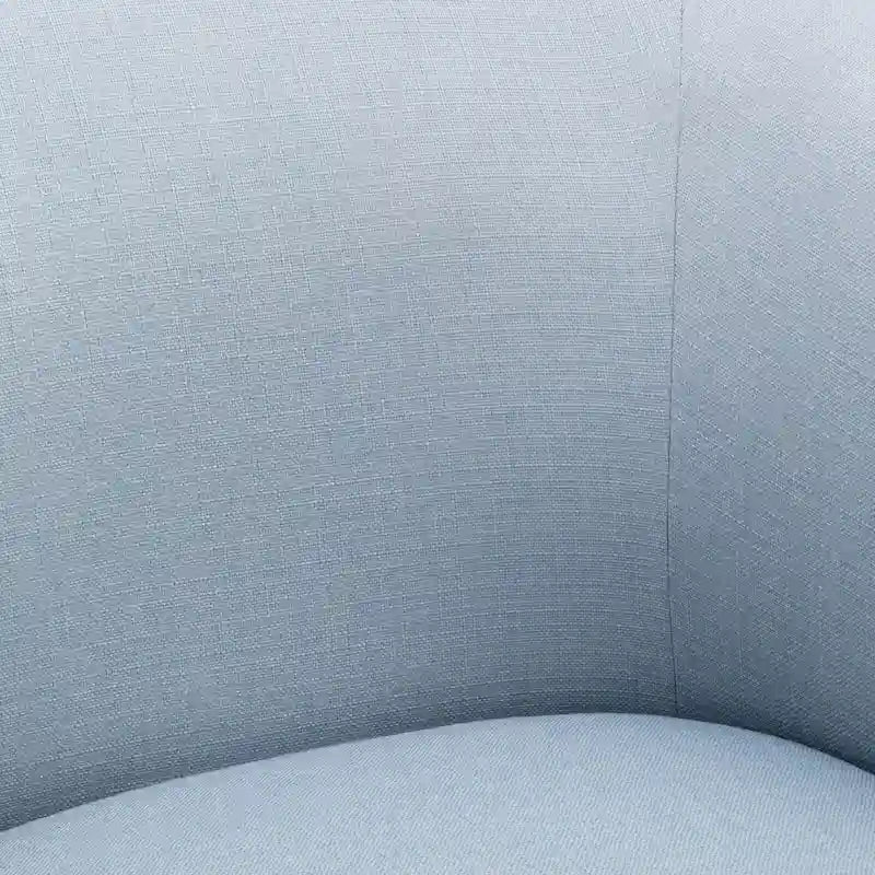 Skirted Fabric Swivel Accent Chair Linen Sky Blue Barrel Back