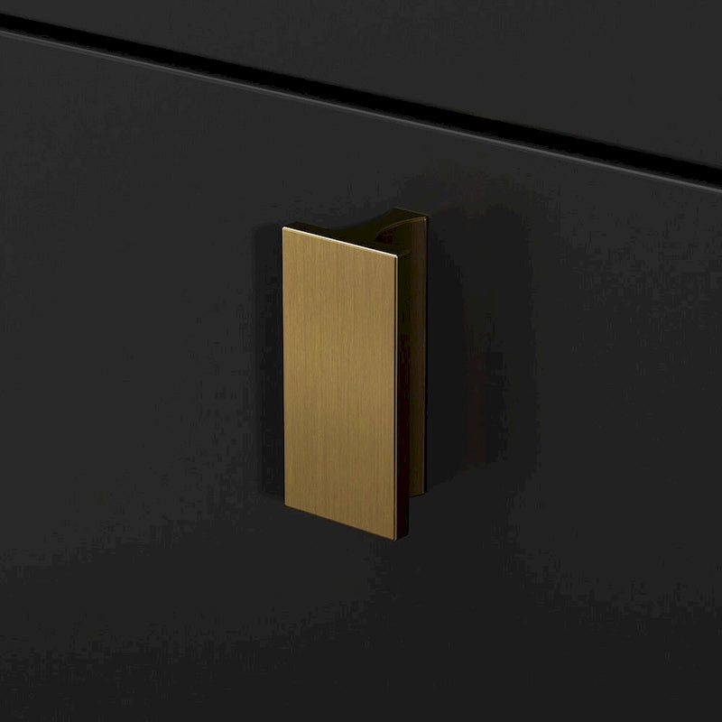 6-Drawer Wood Dresser with Gold Metal Legs, Black White Navy Blue