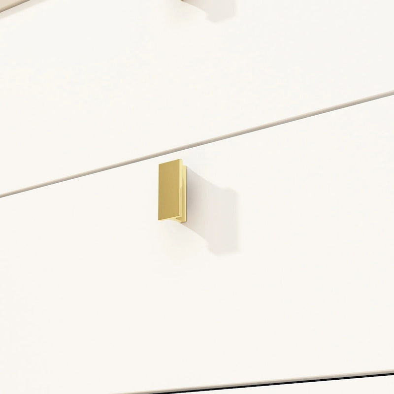 6-Drawer Wood Dresser with Gold Metal Legs, Black White Navy Blue
