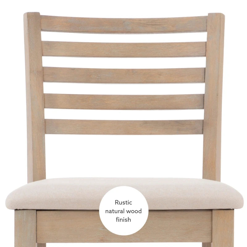 Ladder Back Counter Stool with Faux Leather Padded Seat Brown
