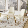 Ivory White PU Leather Upholstered Dining Chair Gold Metal Legs