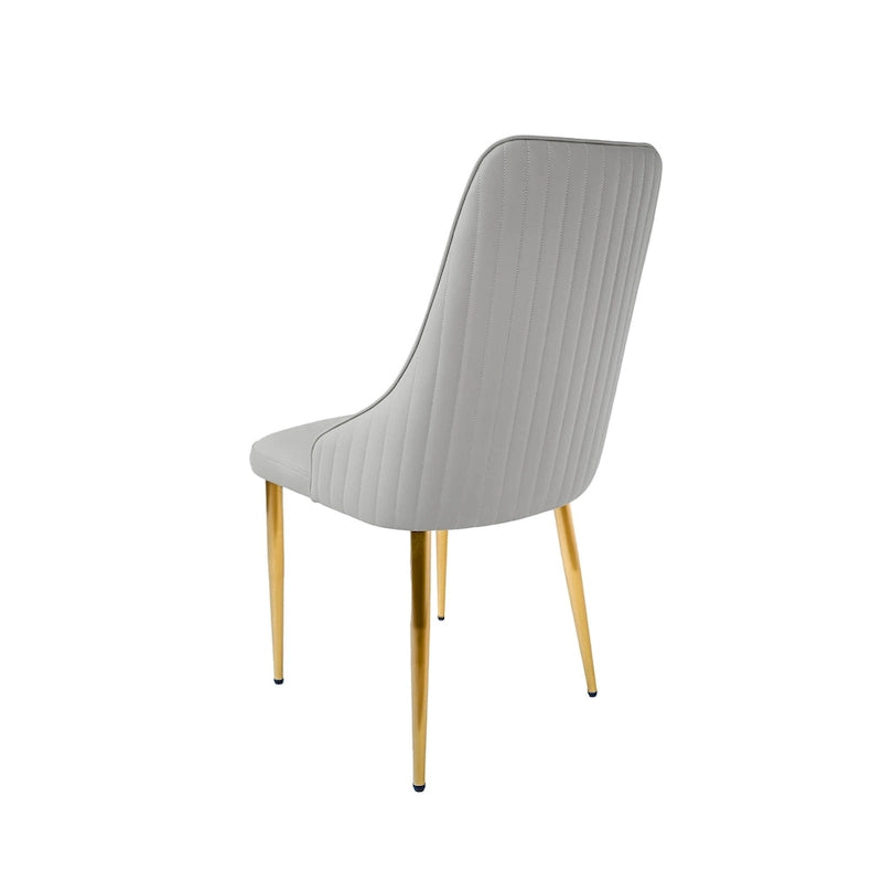 Ivory White PU Leather Upholstered Dining Chair Gold Metal Legs