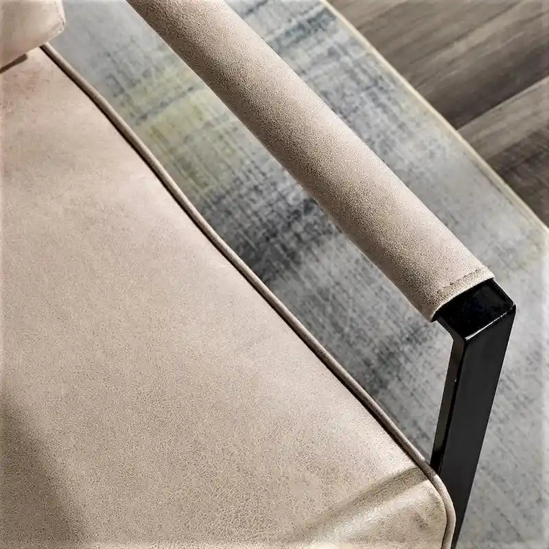 Mid-Century Modern PU Upholstered Accent Armchair with Square Metal Arms