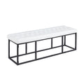 Button Tufted Faux Leather Accent Bench with Industrial Metal Frame