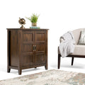Solid Wood Low Storage Cabinet with Adjustable Shelves and Panel Doors
