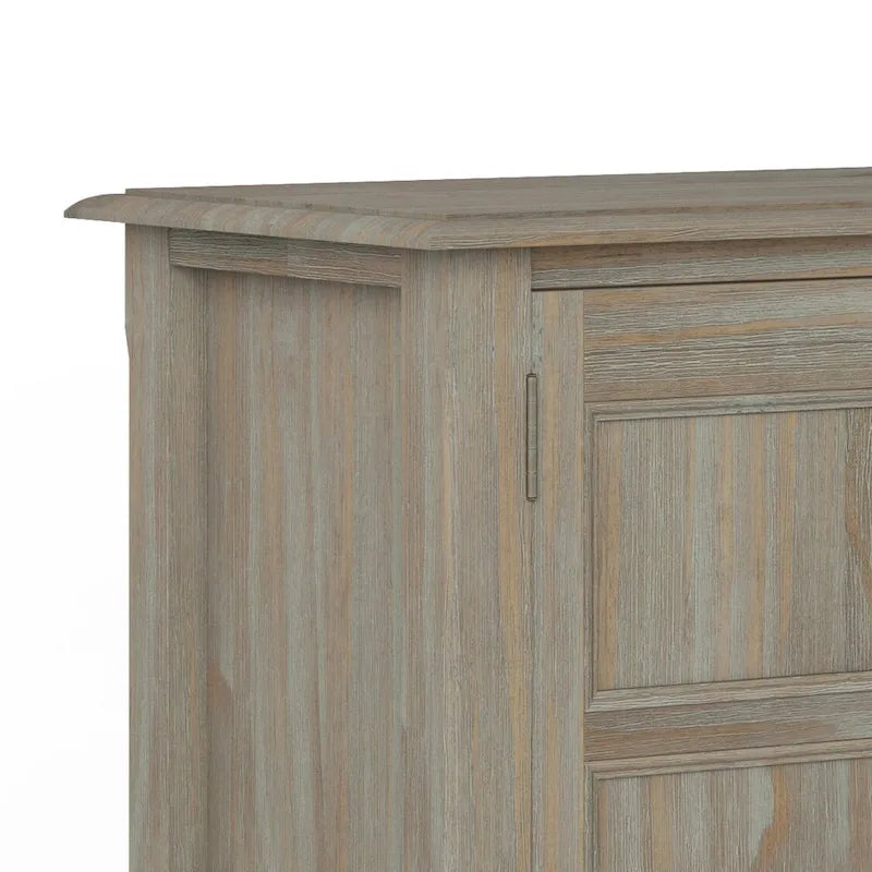 Solid Wood Low Storage Cabinet with Adjustable Shelves and Panel Doors