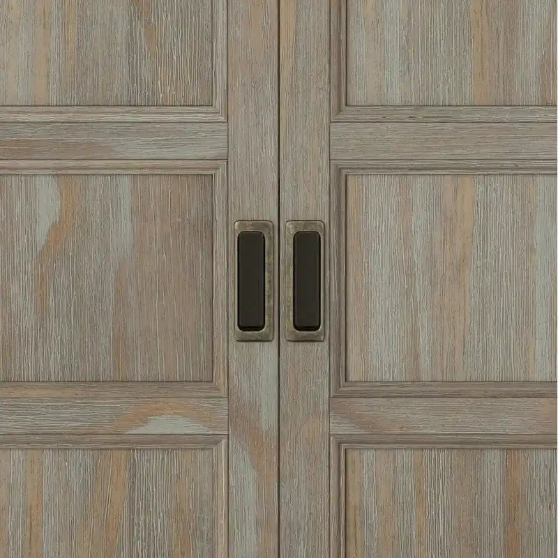 Solid Wood Low Storage Cabinet with Adjustable Shelves and Panel Doors