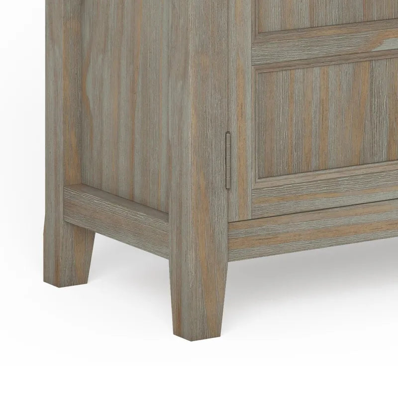 Solid Wood Low Storage Cabinet with Adjustable Shelves and Panel Doors