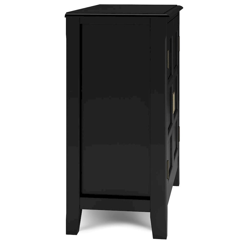 Solid Wood Low Storage Cabinet with Adjustable Shelves and Panel Doors