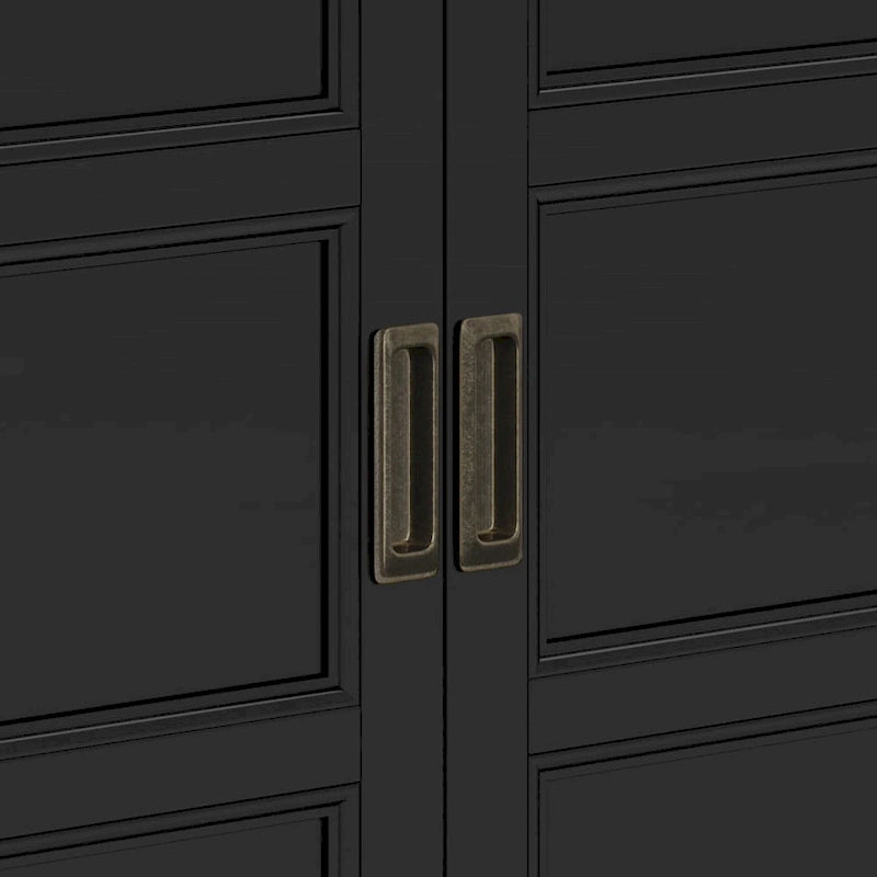 Solid Wood Low Storage Cabinet with Adjustable Shelves and Panel Doors