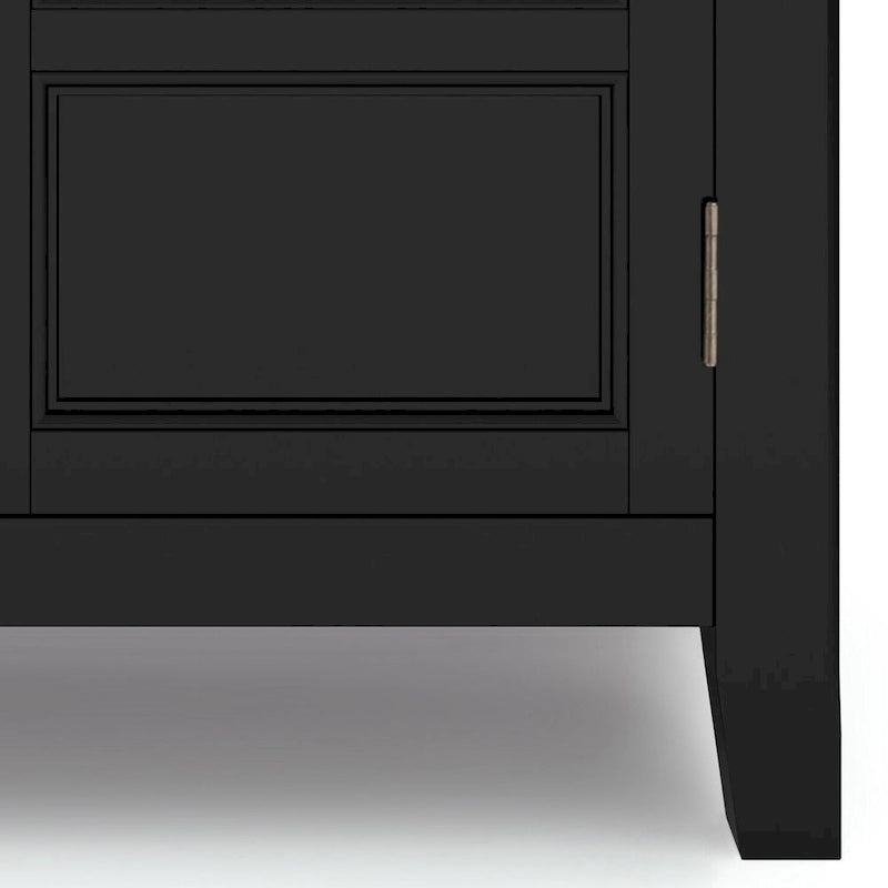 Solid Wood Low Storage Cabinet with Adjustable Shelves and Panel Doors