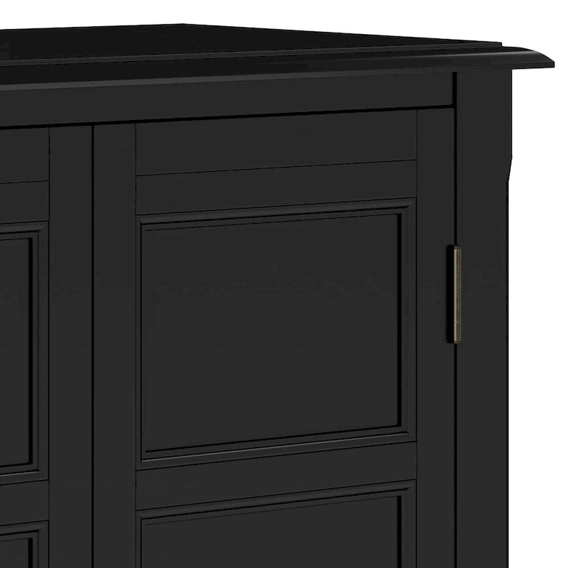 Solid Wood Low Storage Cabinet with Adjustable Shelves and Panel Doors