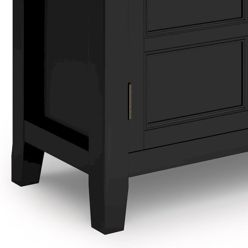 Solid Wood Low Storage Cabinet with Adjustable Shelves and Panel Doors