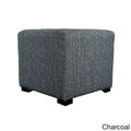 4-Button Tufted Square Ottoman Upholstered Cotton Fabric with Espresso Wood Legs