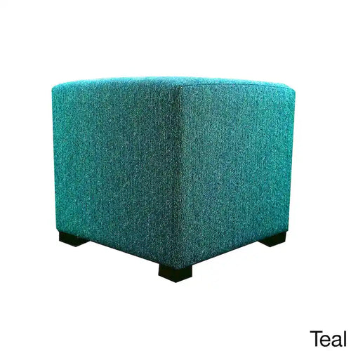 4-Button Tufted Square Ottoman Upholstered Cotton Fabric with Espresso Wood Legs