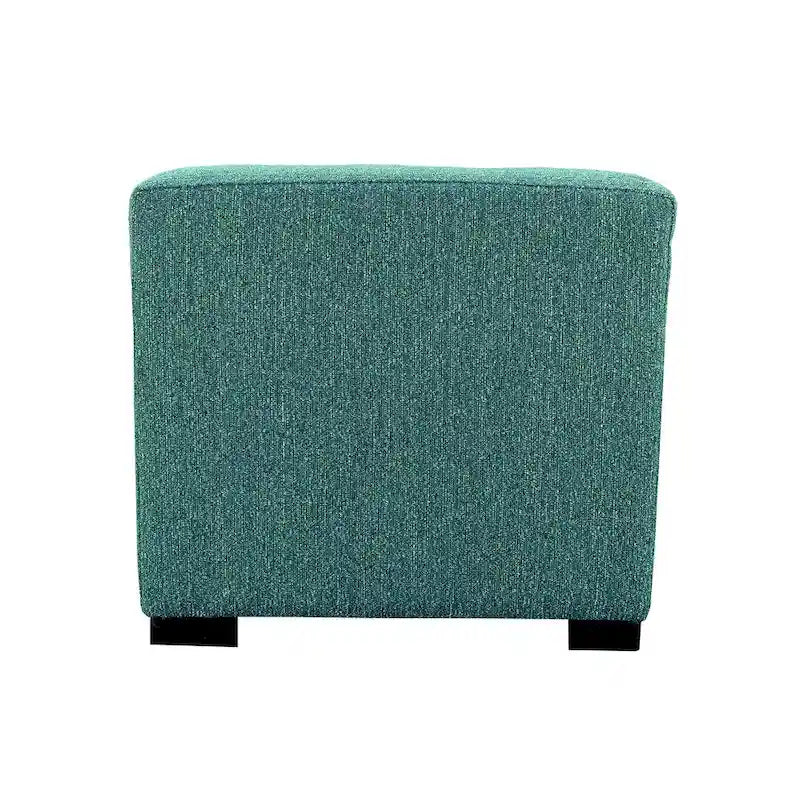 4-Button Tufted Square Ottoman Upholstered Cotton Fabric with Espresso Wood Legs
