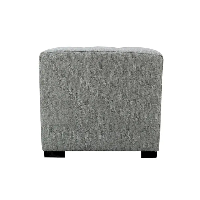 4-Button Tufted Square Ottoman Upholstered Cotton Fabric with Espresso Wood Legs