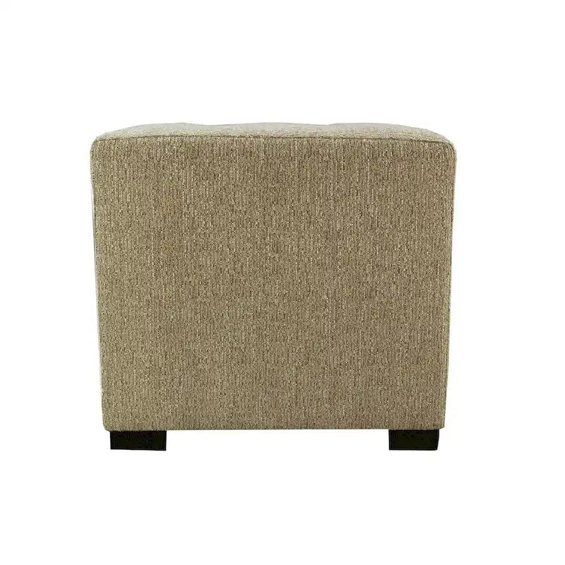4-Button Tufted Square Ottoman Upholstered Cotton Fabric with Espresso Wood Legs