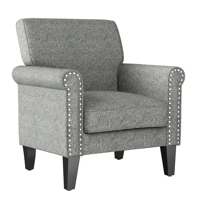 Traditional Rolled Arm Accent Chair with Nailhead Trim Upholstered