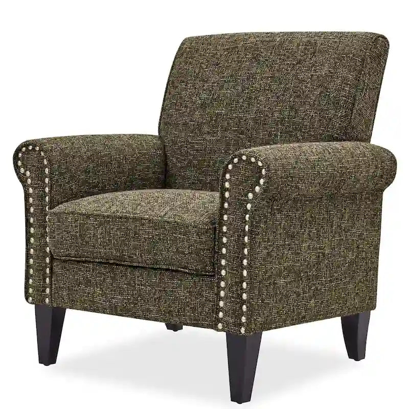 Traditional Rolled Arm Accent Chair with Nailhead Trim Upholstered