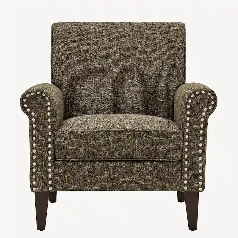 Traditional Rolled Arm Accent Chair with Nailhead Trim Upholstered