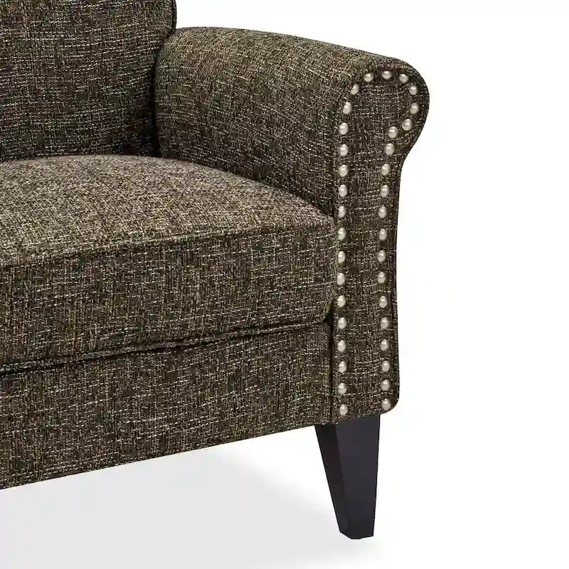 Traditional Rolled Arm Accent Chair with Nailhead Trim Upholstered