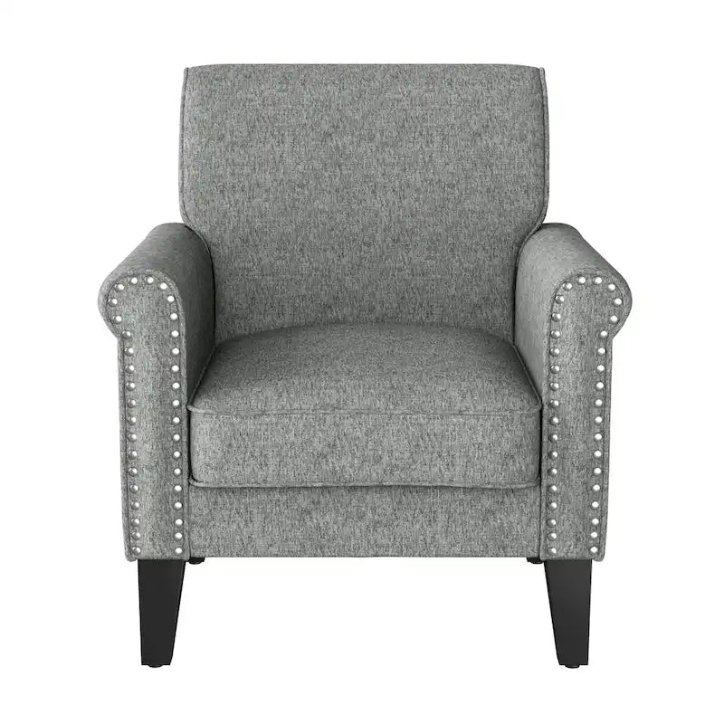 Traditional Rolled Arm Accent Chair with Nailhead Trim Upholstered