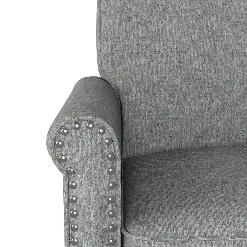 Traditional Rolled Arm Accent Chair with Nailhead Trim Upholstered