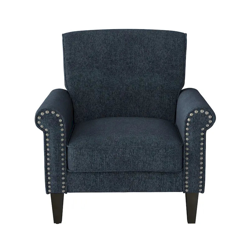Traditional Rolled Arm Accent Chair with Nailhead Trim Upholstered