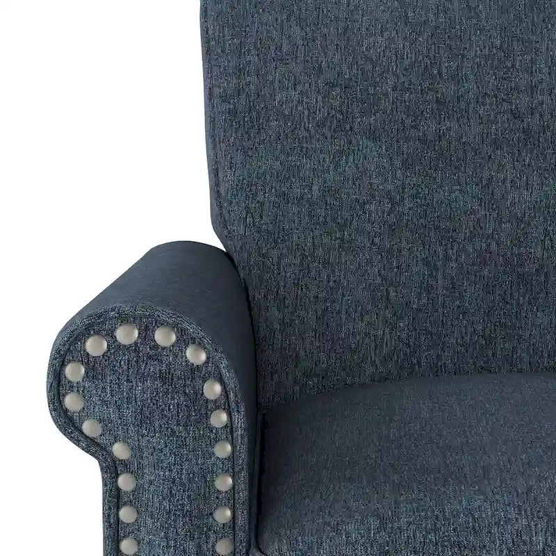 Traditional Rolled Arm Accent Chair with Nailhead Trim Upholstered
