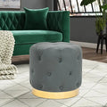 Round Tufted Velvet Ottoman Footrest Stool with Gold Metal Base, Multi-Color