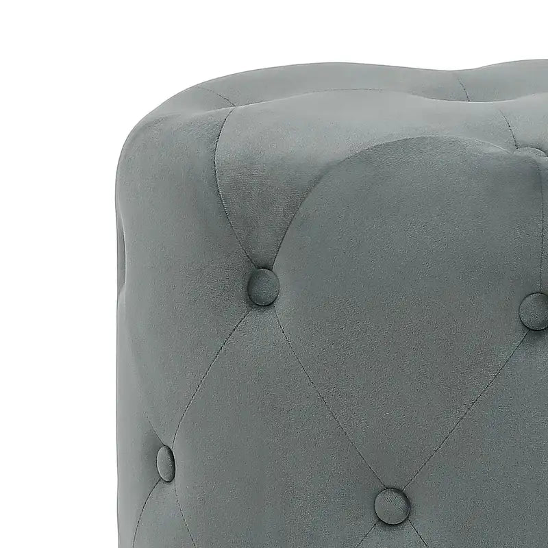 Round Tufted Velvet Ottoman Footrest Stool with Gold Metal Base, Multi-Color
