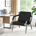 Black Blue PU Leather Reception Waiting Chair with Armrest Chrome Frame