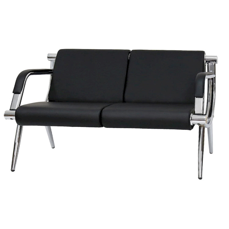 Black Blue PU Leather Reception Waiting Chair with Armrest Chrome Frame
