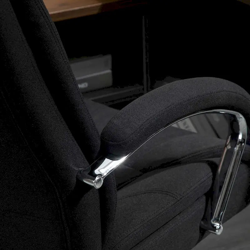 High Back Ergonomic Swivel Office Chair Linen Fabric with Arms Black Grey