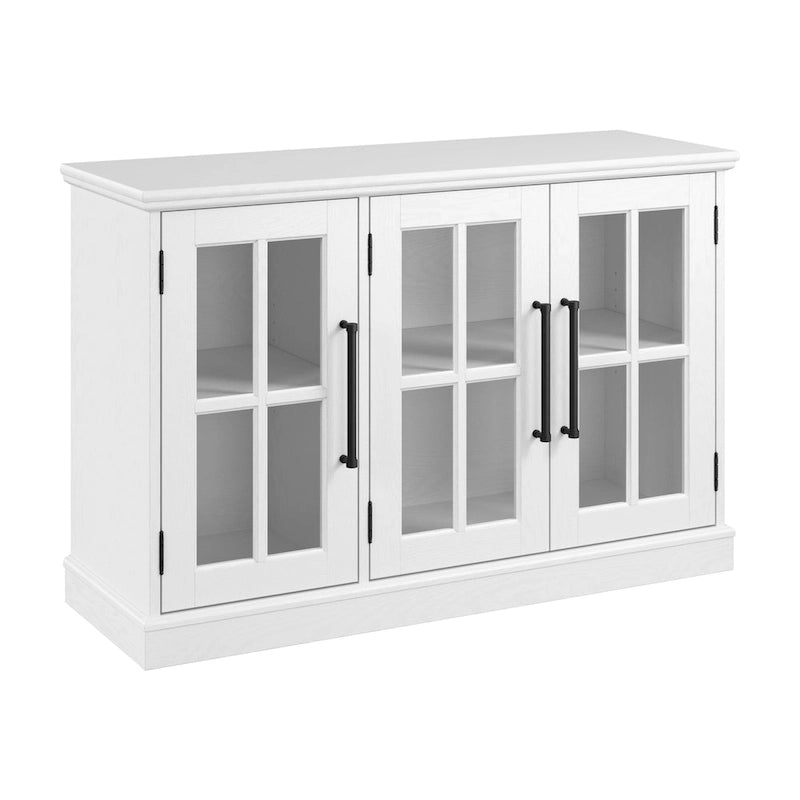 Farmhouse Sideboard Cabinet with Windowpane Glass Doors Vintage Black