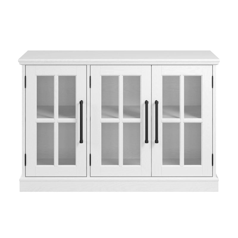 Farmhouse Sideboard Cabinet with Windowpane Glass Doors Vintage Black