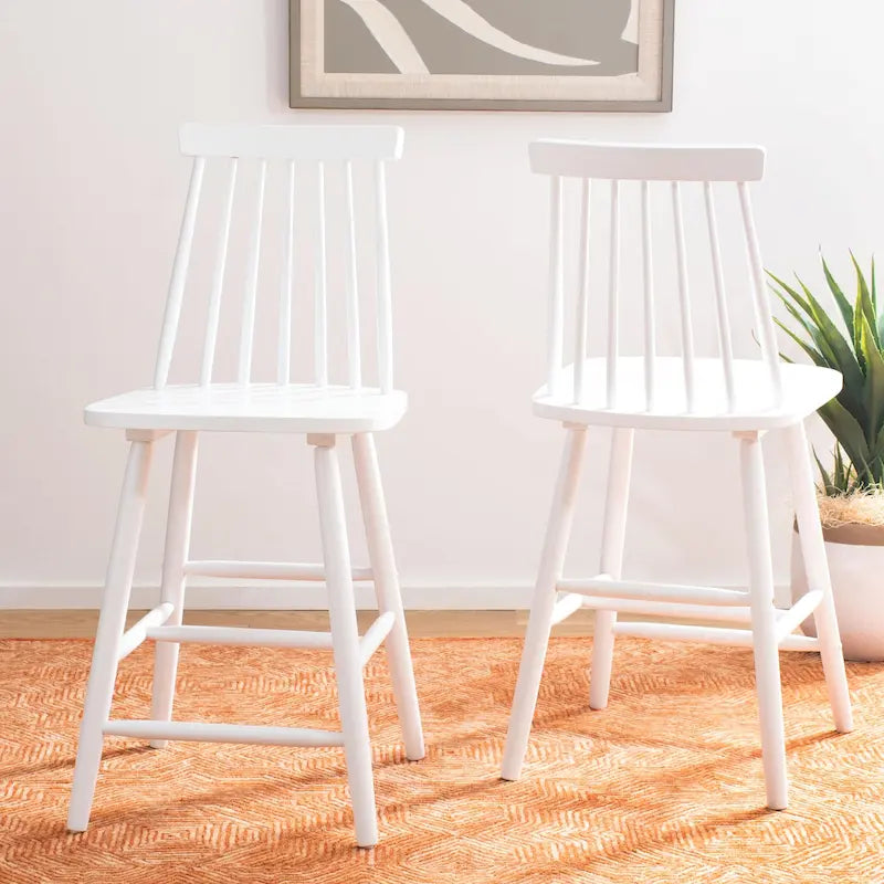 Tabouret de comptoir de ferme Spindle Back en bois d'hévéa noir, blanc, gris, naturel