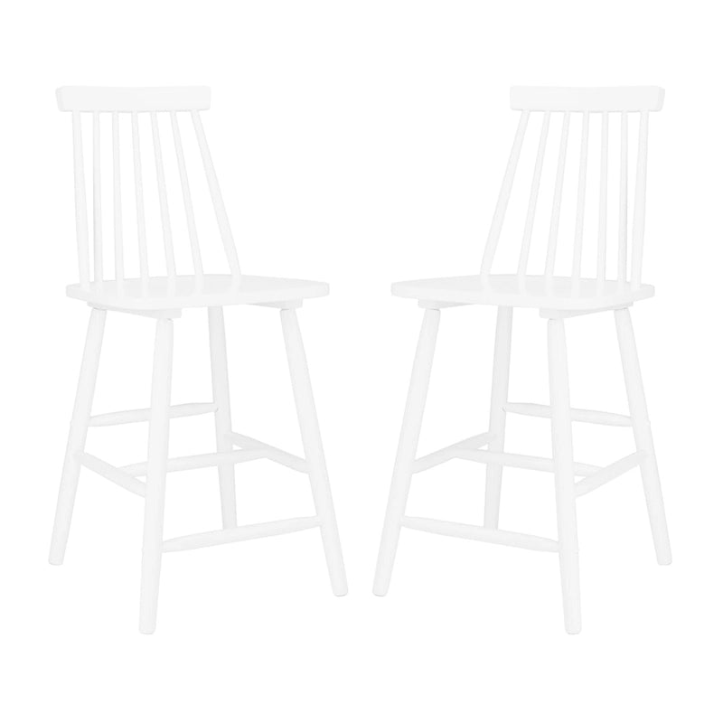 Spindle Back Farmhouse Counter Stool Rubberwood Frame Black White Grey Natural