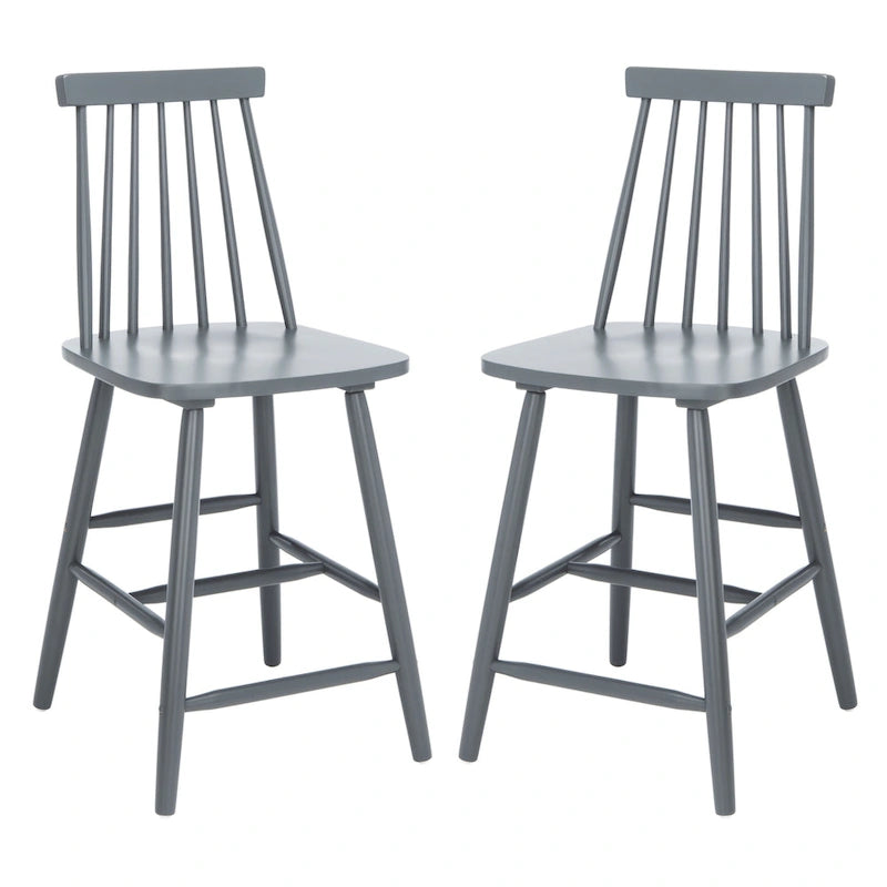 Spindle Back Farmhouse Counter Stool Rubberwood Frame Black White Grey Natural