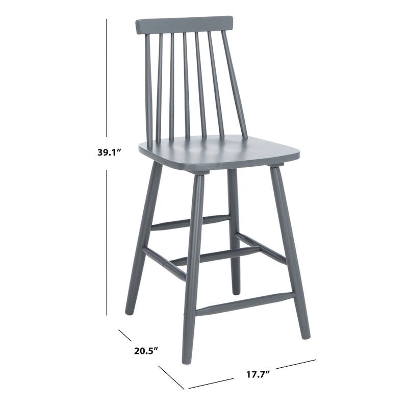 Spindle Back Farmhouse Counter Stool Rubberwood Frame Black White Grey Natural