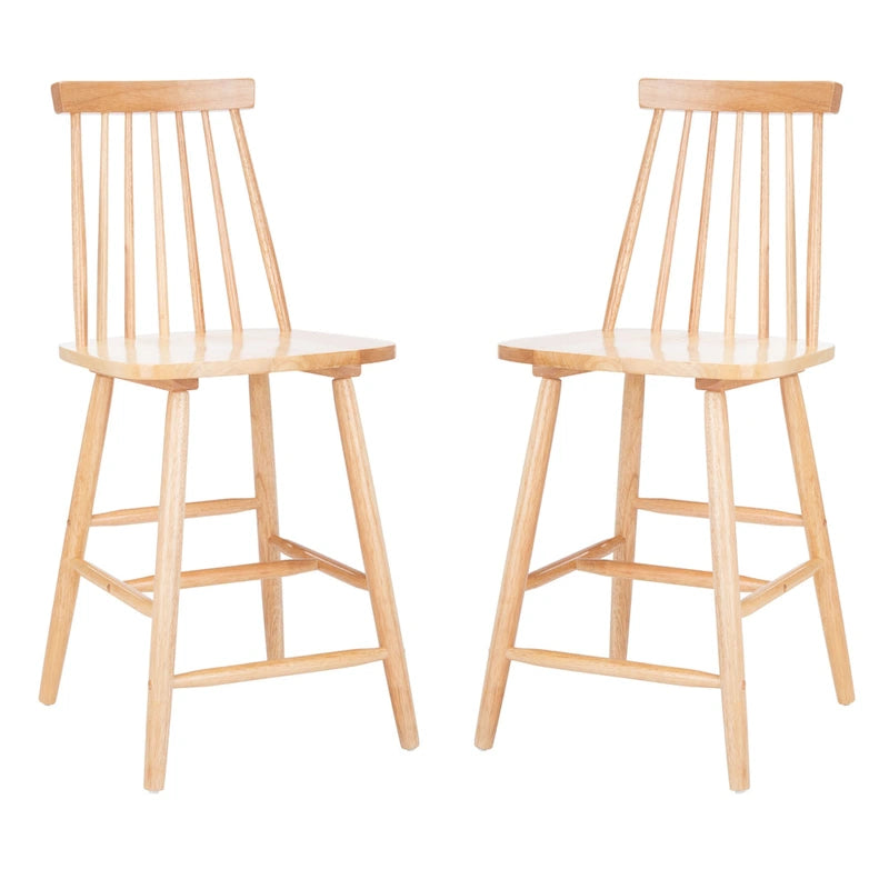 Spindle Back Farmhouse Counter Stool Rubberwood Frame Black White Grey Natural