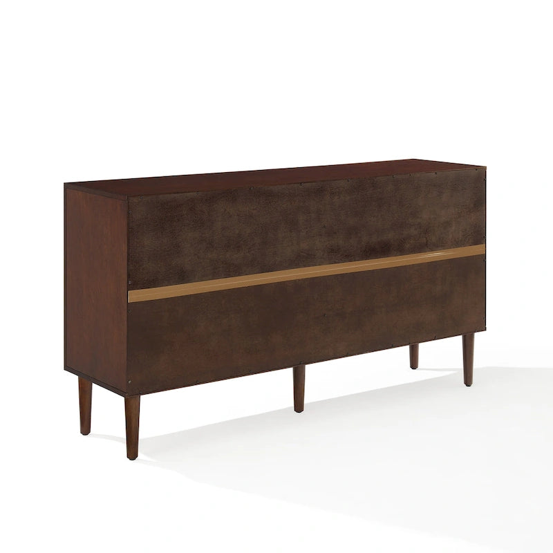 Mid-Century Modern Sideboard with Gold Hardware Mahogany Matte Black