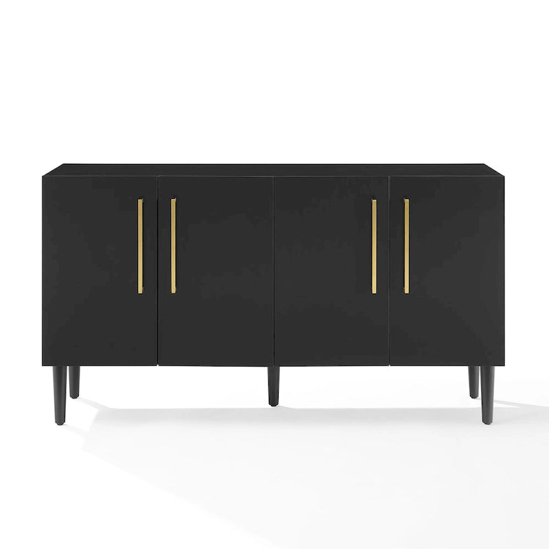 Mid-Century Modern Sideboard with Gold Hardware Mahogany Matte Black