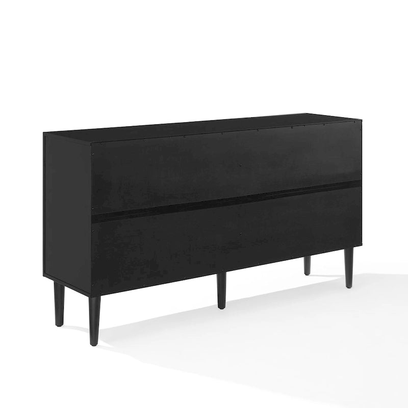 Mid-Century Modern Sideboard with Gold Hardware Mahogany Matte Black